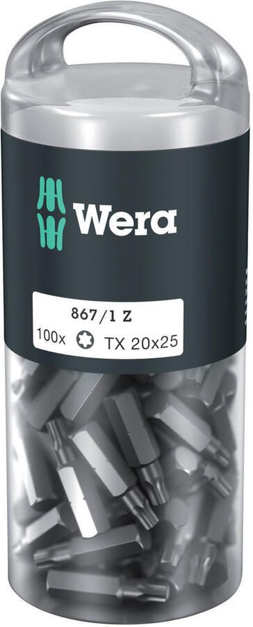 Wera 867 1 Z TORX DIY 100 TX 20 x 25 mm (100 Bits pro Box) 1 stuk(s) 05072448001