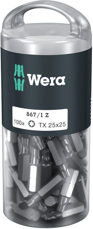 Wera 867 1 Z TORX DIY 100 TX 25 x 25 mm (100 Bits pro Box) 1 stuk(s) 05072449001