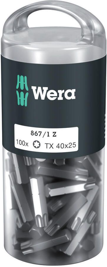 Wera 867 1 Z TORX DIY 100 TX 40 x 25 mm (100 Bits pro Box) 1 stuk(s) 05072452001