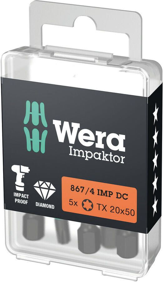 Wera 867 4 IMP DC Diamond Impaktor TORX Bits TX 20x50 05057664001