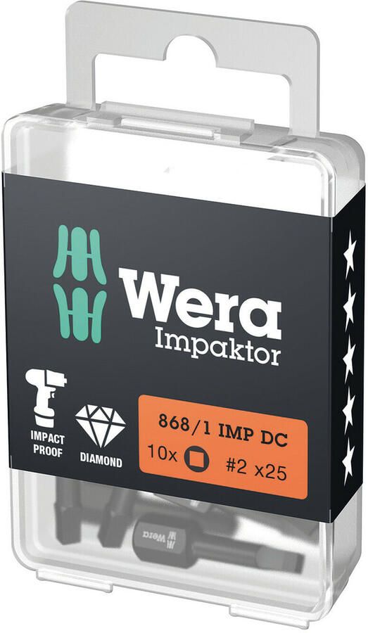 Wera 868 1 IMP DC Diamond Impaktor Binnenvierkant Bits # 2x25 05057631001