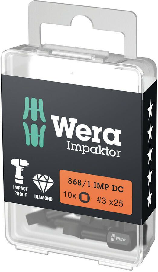 Wera 868 1 IMP DC Diamond Impaktor Binnenvierkant Bits # 3x25 05057632001