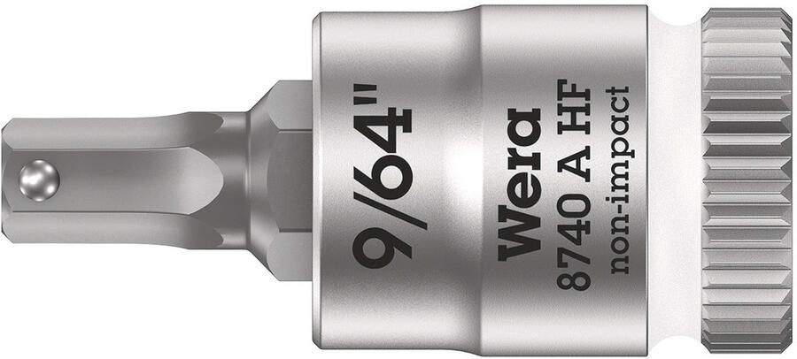 Wera 8740 A HF Binnenzeskant Zyklop Bitdop met 1 4"-aandrijving met vasthoudfunctie 9 64" 1 stuk(s) 05003384001