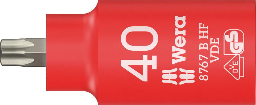 Wera 8767 B VDE HF TORX Zyklop Bitdop geïsoleerd met 3 8"-aandrijving met vasthoudfunctie TX 40 x 55 mm 05004924001