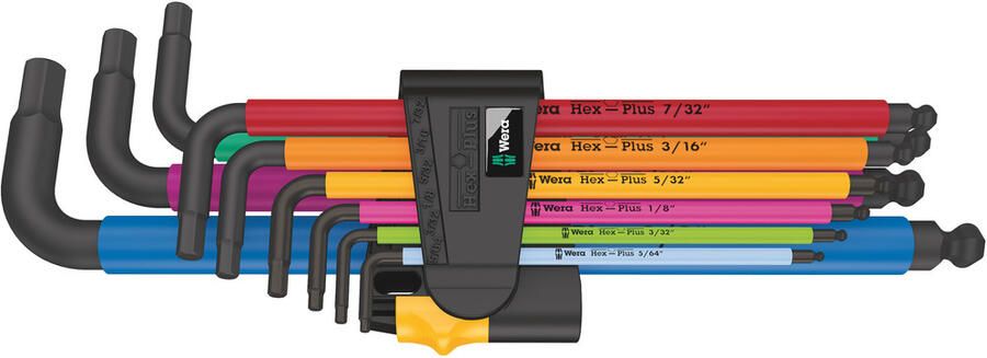 Wera 950 9 Hex-Plus Multicolour Imperial 2 | Stiftsleutelset | inch | BlackLaser | 9-delig 05022640001