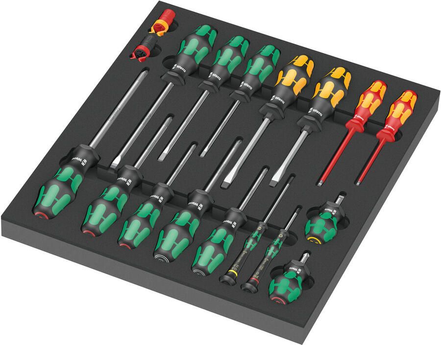 Wera 9710 Schuimrubberen inzetstuk met schroevendraaiers Set 1 18-delig 05150101001