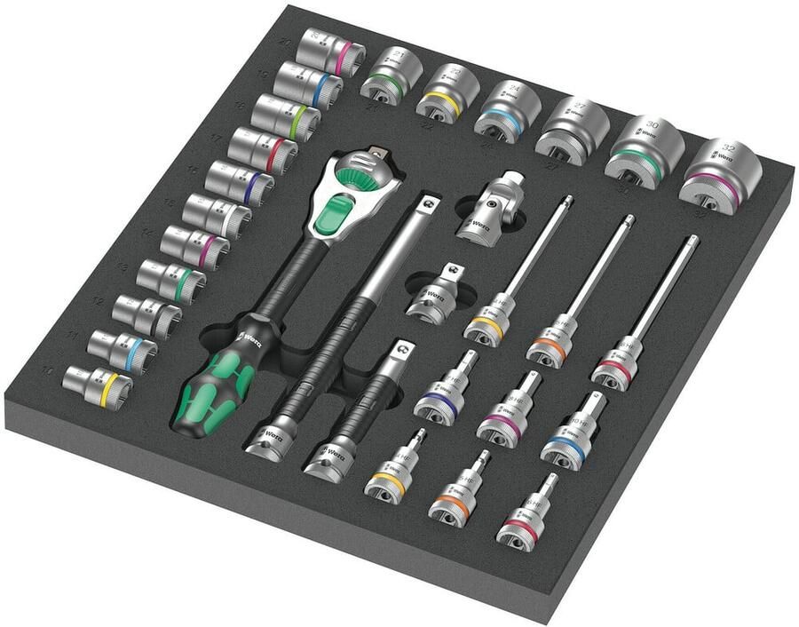 Wera 9722 Schuimrubberen inzetstuk met 8000 C Zyklop ratel 1 2" Set 1 31-delig 05150112001