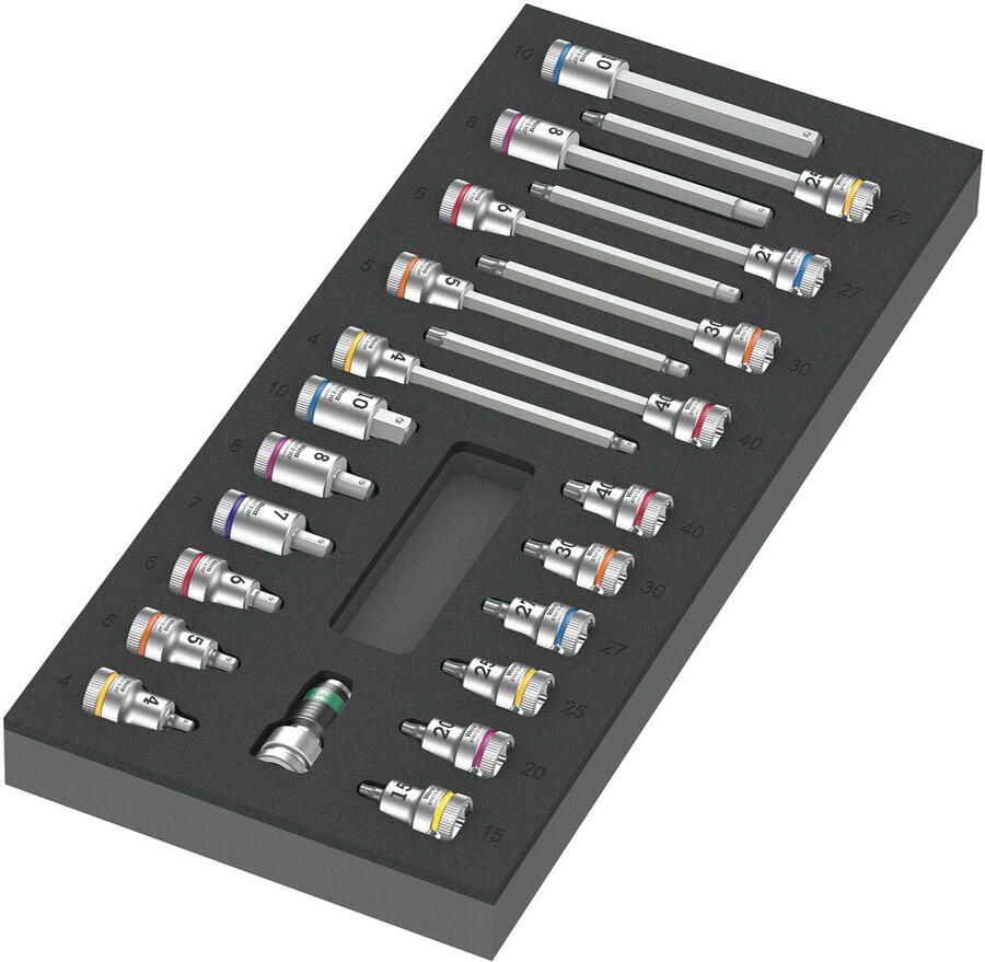 Wera 9723 Schuimrubberen inzetstuk met Zyklop B 3 8" bitdoppen Set 1 22-delig 05150113001