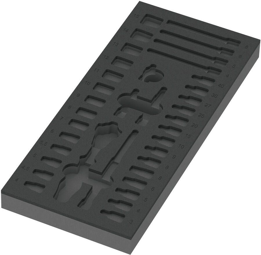 Wera 9820 Schuimrubberen inzetstuk voor 8000 A Zyklop ratel 1 4" Set 1 zonder gereedschap 172 x 30 x 392 mm 05137320001