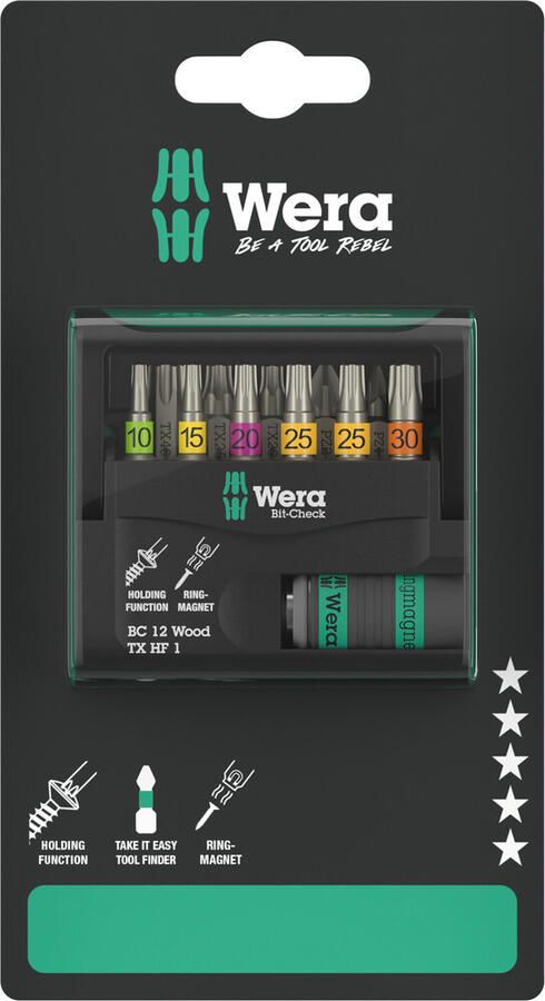 Wera Bit-Check 12 Wood TXHF 1 SB Bitset 05073641001