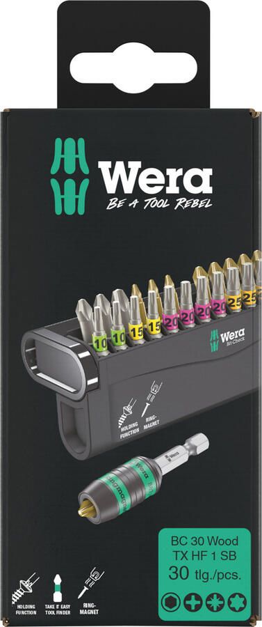 Wera Bit-Check 30 Wood TX HF 1 SB | 30 delig 05057437001