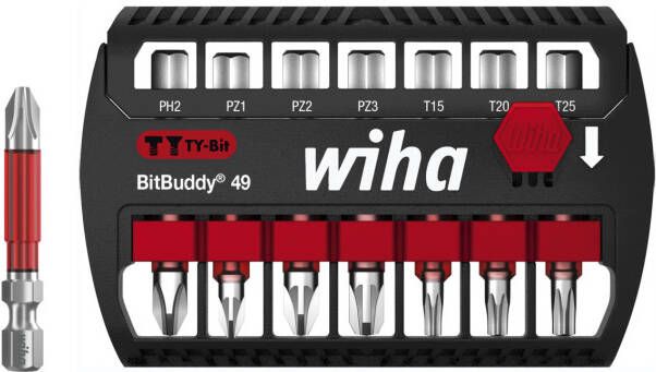 Wiha 42116 | Bitset BitBuddy | TY-bit | 49 mm | 1 4"| 8-delig 42116