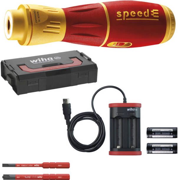 Wiha 44318 | E-schroevendraaier speedE II electric | 7-dlg | met slimBits | accu&apos;s en USB-oplader in L-Boxx Mini 44318