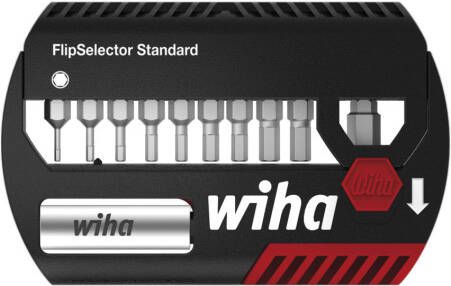 Wiha Bitset FlipSelector Standard 25 mm zeskant 15-delig 1 4" C6 3 met riemclip in blister 39059