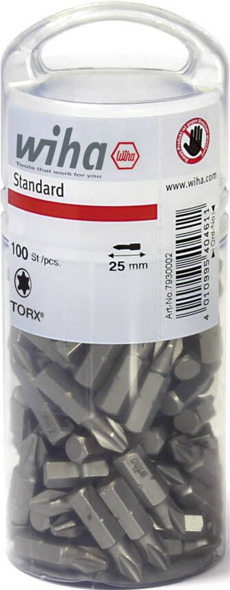 Wiha Bitset Standard 25 mm TORX (T20) 100-delig 1 4" in grootverpakking 40463