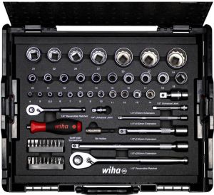 Wiha Dopsleutel- en bitset 1 4" en 1 2" | 60-delig | Incl. L-Boxx
