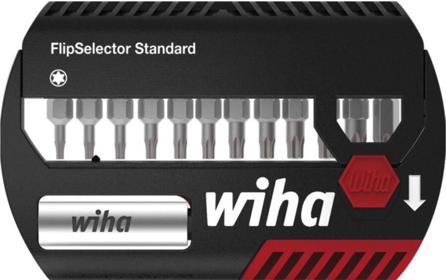 Wiha Bitset FlipSelector Standard 25 mm TORX 15-delig 1 4" C6 3 met riemclip in blister 39056