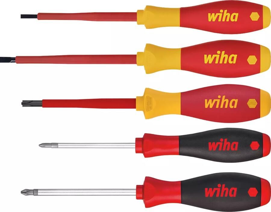 Wiha Schroevendraaierset SoftFinish electric sleufkop Phillips PlusMin Pozidriv 5-delig 47037