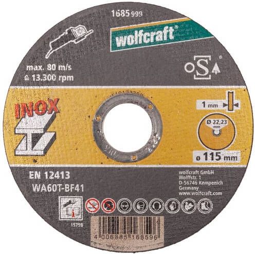 Wolfcraft Doorslijpschijf | Metaal | Ø115 x 1 0 x 22 23 | 1 stuk 1685999