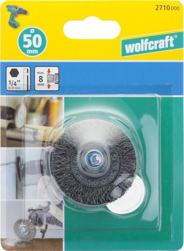 Wolfcraft Draadborstel | 6-kant schacht | Ø50 x 8mm | 1 stuk 2710000