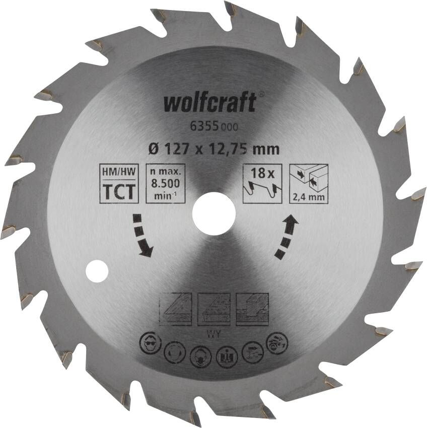 Wolfcraft Handcirkelzaagblad | HM | 18 Zähne | Ø127mm | 1 stuk 6355000