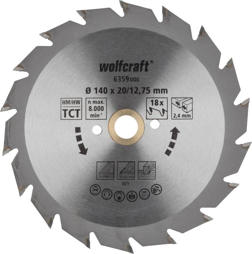 Wolfcraft Handcirkelzaagblad | HM | 18 Zähne | Ø140mm | 1 stuk 6359000