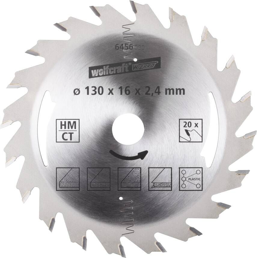 Wolfcraft Handcirkelzaagblad | HM | 20 Zähne | Ø130mm | 1 stuk 6456000