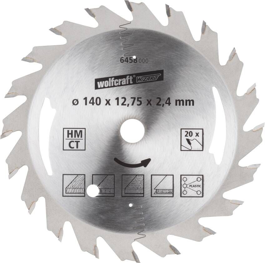 Wolfcraft Handcirkelzaagblad | HM | 20 Zähne | Ø140mm | 1 stuk 6458000