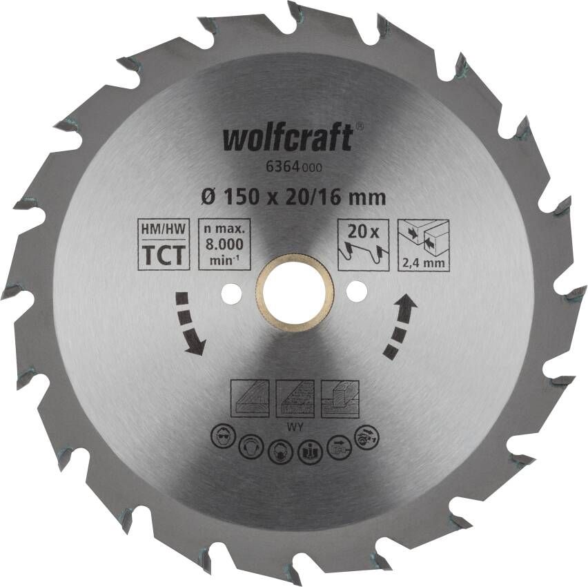 Wolfcraft Handcirkelzaagblad | HM | 20 Zähne | Ø150mm | 1 stuk 6364000