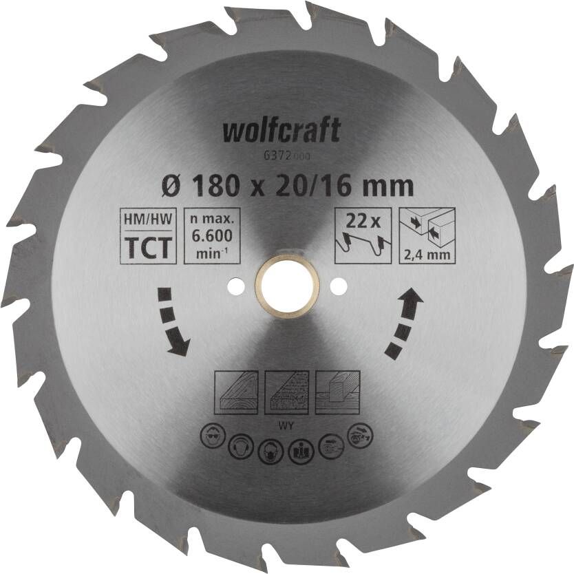 Wolfcraft Handcirkelzaagblad | HM | 22 Zähne | Ø180mm | 1 stuk 6372000