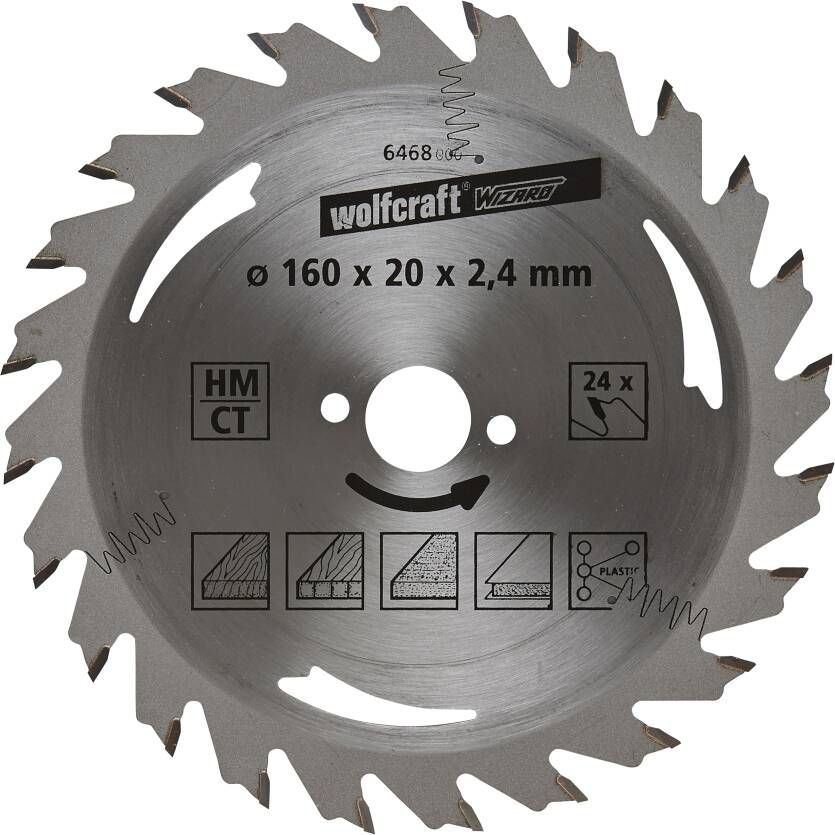 Wolfcraft Handcirkelzaagblad | HM | 24 Zähne | Ø160mm | 1 stuk 6468000