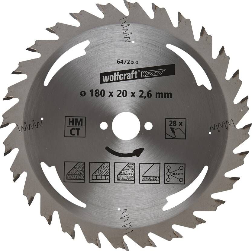 Wolfcraft Handcirkelzaagblad | HM | 28 Zähne | Ø180mm | 1 stuk 6472000