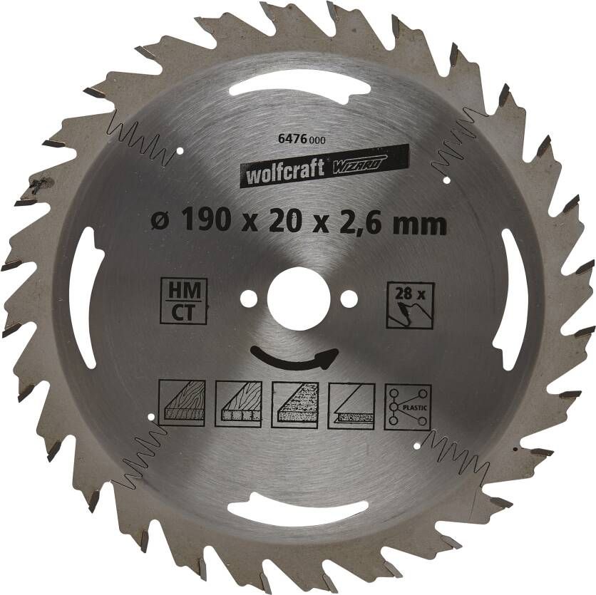 Wolfcraft Handcirkelzaagblad | HM | 28 Zähne | Ø190mm | 1 stuk 6476000