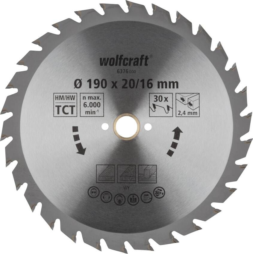 Wolfcraft Handcirkelzaagblad | HM | 30 Zähne | Ø190mm | 1 stuk 6376000