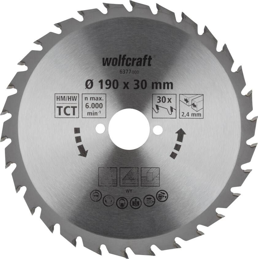 Wolfcraft Handcirkelzaagblad | HM | 30 Zähne | Ø190mm | 1 stuk 6377000