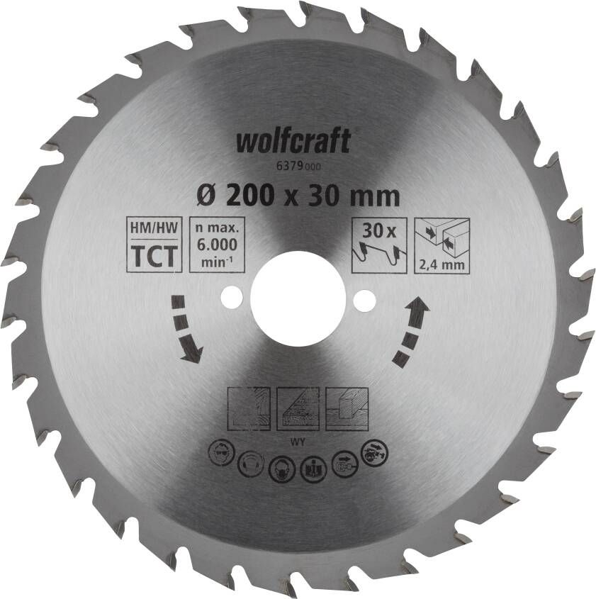 Wolfcraft Handcirkelzaagblad | HM | 30 Zähne | Ø200mm | 1 stuk 6379000