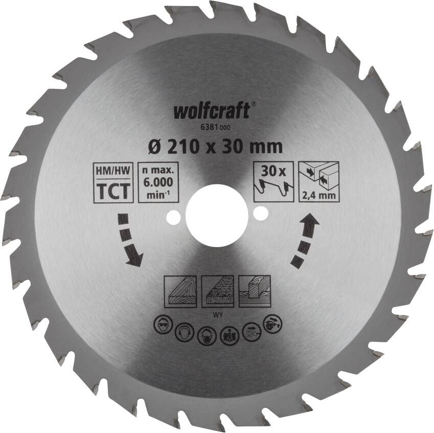 Wolfcraft Handcirkelzaagblad | HM | 30 Zähne | Ø210mm | 1 stuk 6381000