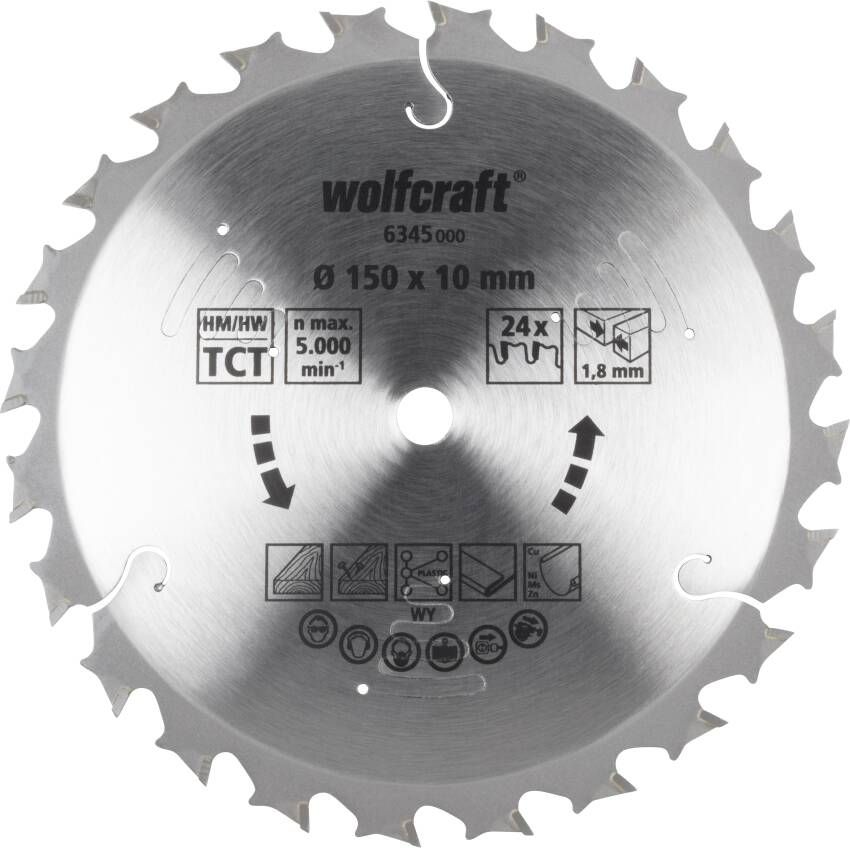 Wolfcraft Handcirkelzaagblad | Voor accu-handcirkelzagen | HM | Ø150 x 10mm | 1 stuk 6345000