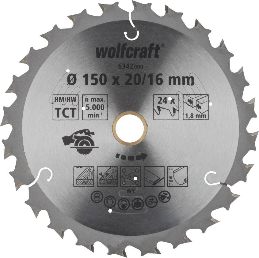 Wolfcraft Handcirkelzaagblad | Voor accu-handcirkelzagen | HM | 24 Zähne | Ø150mm | 1 stuk 6342000