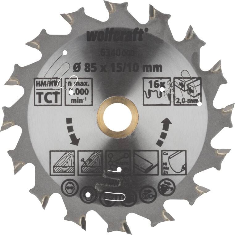 Wolfcraft Handcirkelzaagblad | Voor accu-handcirkelzagen | HM | Ø85 x 15mm | 1 stuk 6340000