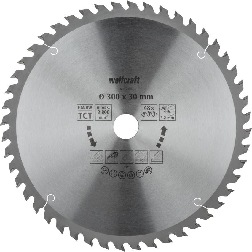 Wolfcraft HM Cirkelzaagblad | 48 td | Ø300 x 30 x 3 2mm | 1 stuk 6682000