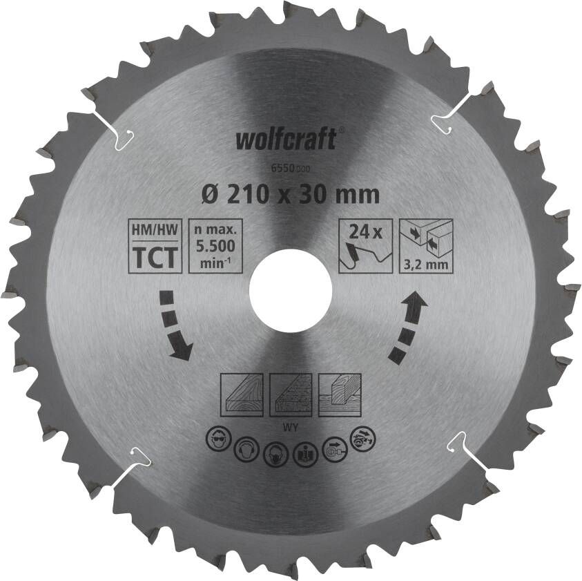 Wolfcraft Kap- en verstekzaagblad | HM | 24 Zähne | Ø210mm | 1 stuk 6550000