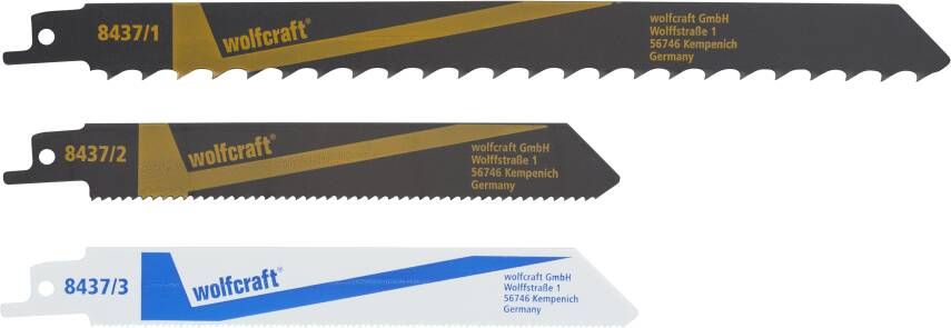 Wolfcraft Sabelzaagbladen | 3-delig | Hout metaal PVC | 1 set 8437000