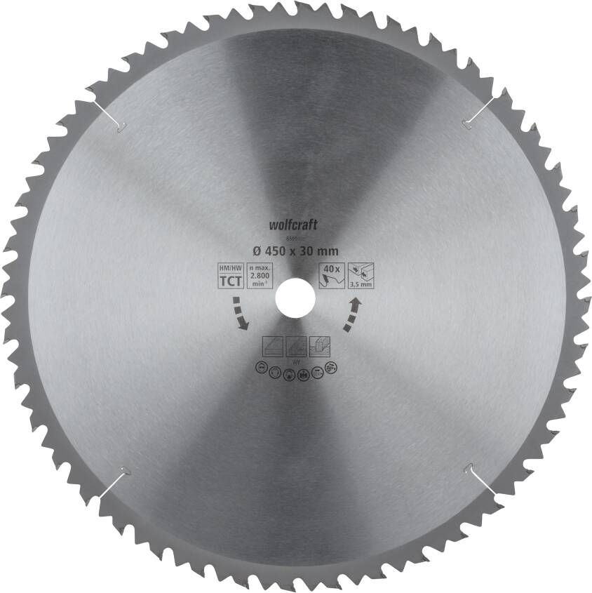 Wolfcraft Tafelcirkelzaagblad | HM | 40 Zähne | Ø450mm | 1 stuk 6595000